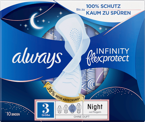 Binden mit Flügeln Infinity flex protect Nacht always
