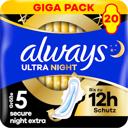 Binden Ultra Secure Night Extra mit Flügeln 5 Gigapack always
