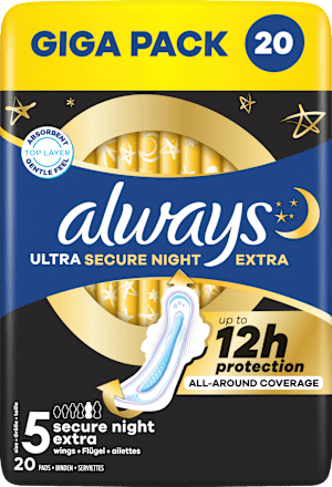 Binden Ultra Secure Night Extra mit Flügeln 5 Gigapack always