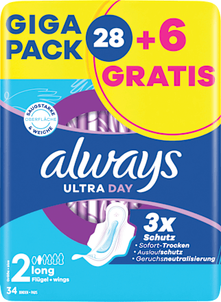 Binden Ultra Day 2 Long mit Flügeln Giga Pack always