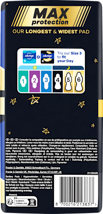 Binden Ultra Max Protection Ultimate Night mit Flügeln Gr. 6 always