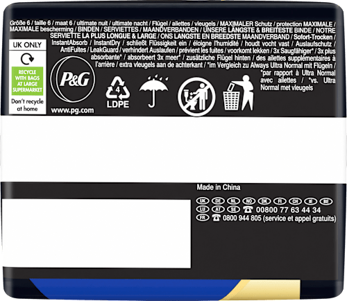 Binden Ultra Max Protection Ultimate Night mit Flügeln Gr. 6 always