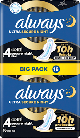Ultra-Binden Secure Night 4 mit Flügeln, Big Pack always