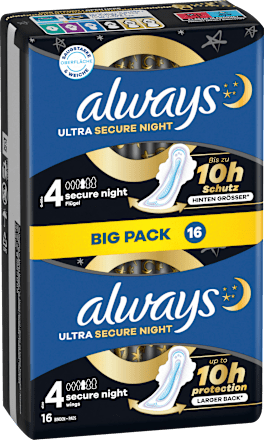 Ultra-Binden Secure Night 4 mit Flügeln, Big Pack always