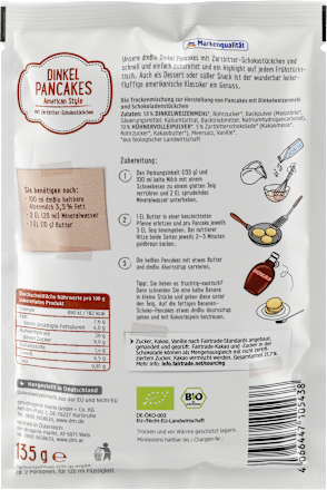 Preparazione bio per pancake di farro con cioccolato dmBio