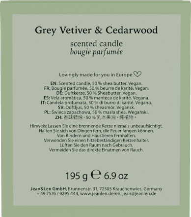 Duftkerze Grey Vetiver & Cedarwood Jean&Len