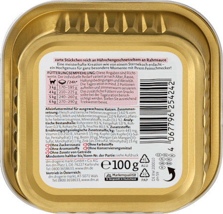 Hrană umedă pentru pisici adulte cu fâșii de pui în sos de smântână Dein Bestes