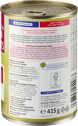 Potpuna hrana za mačke s govedinom i jetrom u želeu DEIN BESTES