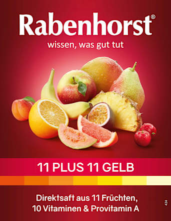 Direktsaft, 11 Plus 11 Gelb, 11 Früchten, 10 Vitaminen & Provitamin A Rabenhorst