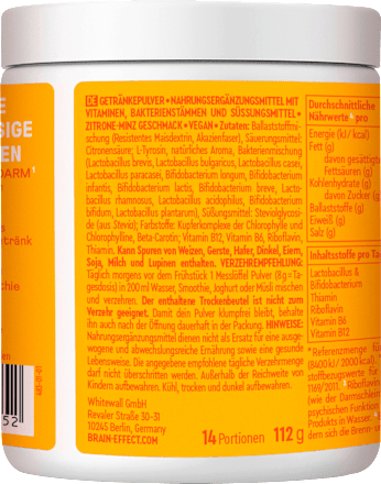Daily Gut Darm Pulver Zitrone-Minz Geschmack BRAINEFFECT