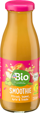 Bio smoothie z breskvijo, ingverjem, jabolkom in grozdjem dmBio