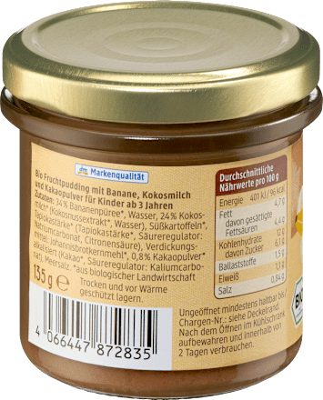  Budincă pentru copii cu Banană & Cacao dmBio
