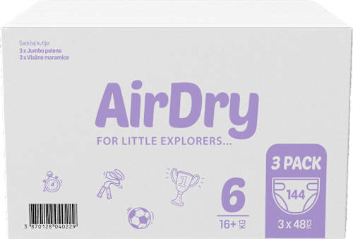 double care AirDry pelene vel. 6 (16+ kg) 3x48 komada Violeta