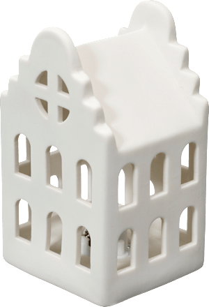 LED Porzellangiebelhaus, matt weiß Dekorieren & Einrichten