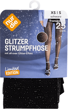 Glitzer Strumpfhose schwarz 25 DEN Transparent, Gr. 38/40 nur die