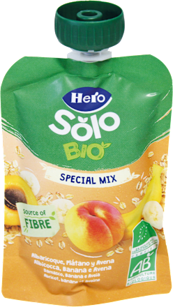 Purea BIO SPECIAL MIX con albicocca, banana e avena Hero Solo