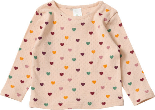 Langarmshirt mit Ajour-Struktur & Herz-Muster, beige, Gr. 86 ALANA