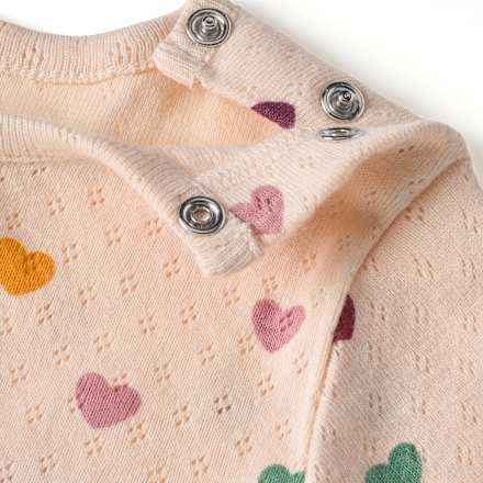 Langarmshirt mit Ajour-Struktur & Herz-Muster, beige, Gr. 80 ALANA