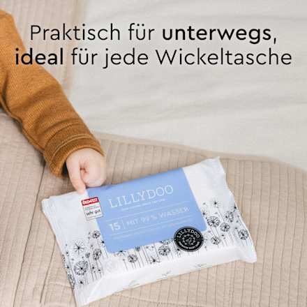 Feuchttücher mit 99% Wasser, Reisegröße  Lillydoo