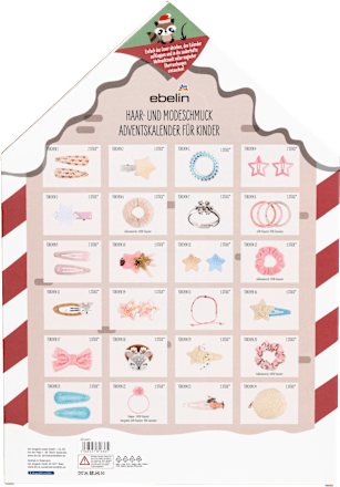 Adventi kalendárium gyermekeknek, haj- és divatkiegészítőkkel ebelin