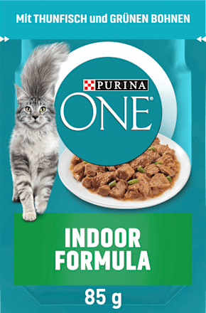 Nassfutter Katze mit Thunfisch & grünen Bohnen in Soße, indoor formula  PURINA ONE