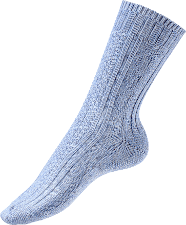 Socken mit Zopf-Muster und Wolle blau Gr. 35-38 Fascino