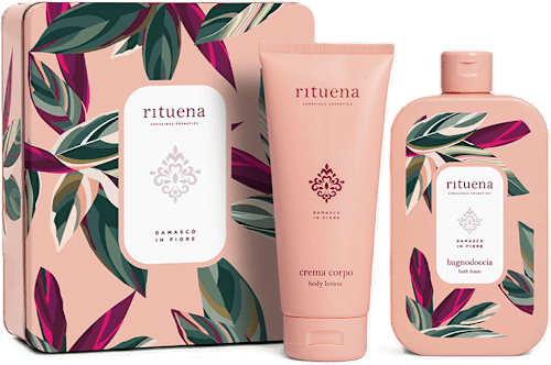 Set regalo Damasco in fiore Rituena