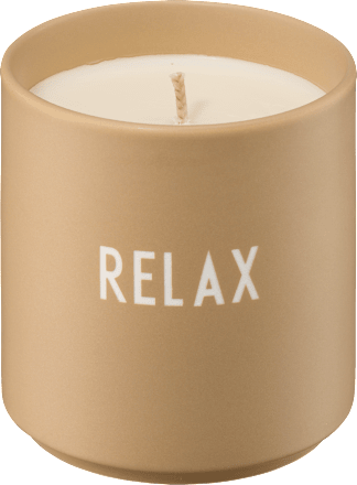 Duftkerze im Porzellanbecher "RELAX", beige (8,8x8 cm) DESIGN LETTERS