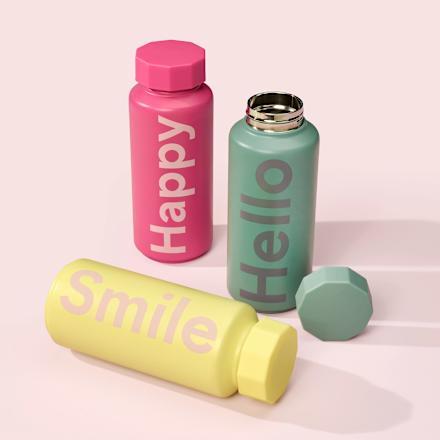 Thermoflasche "Smile", gelb/lavendel (500 ml) DESIGN LETTERS