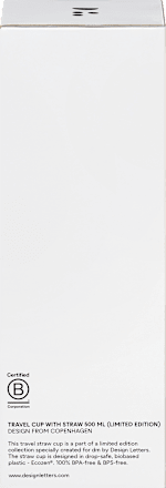 Trinkbecher mit Strohhalm "hello.", kobaltblau/rosé (500 ml) DESIGN LETTERS