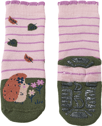 Stoppersocken mit Igel-Motiv, lila & grün, Gr. 21/22 ALANA