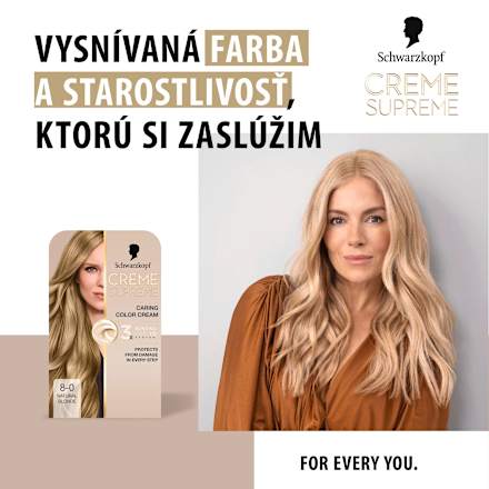 Farba na vlasy - 8-0 prirodzená svetlá blond Schwarzkopf CREME SUPREME