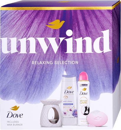 Unwind tusfürdő, deo spray, szappan és párologtató ajándékcsomag Dove