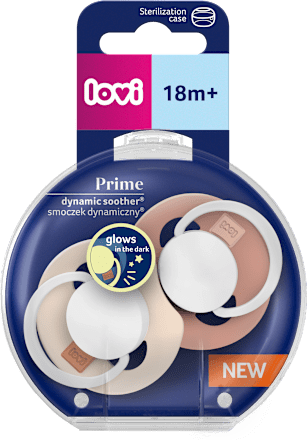 Smoczek silikonowy, dynamiczny Prime 18m+ Ivory Glow/Blush Glow LOVI