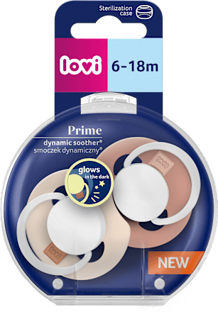 Smoczek silikonowy, dynamiczny Prime 6-18m Ivory Glow/Blush Glow LOVI