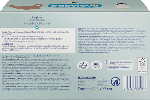 Száraz törlőkendő, 3-rétegű, többféle babylove