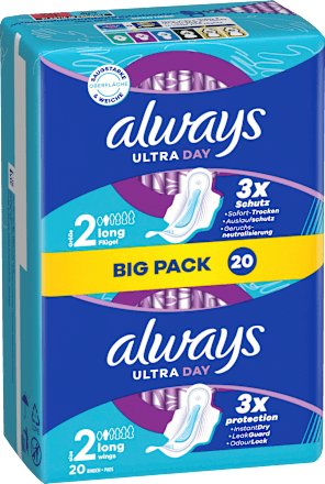 Ultra-Binden Day Long 2 mit Flügeln, Big Pack always