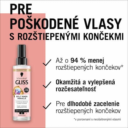 Expresný regeneračný kondicionér v spreji Split Ends Miracle Schwarzkopf GLISS