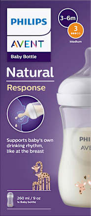 Babyflasche Natural Response weiß/Giraffe, ab dem 3. Monat, 260 ml PHILIPS AVENT