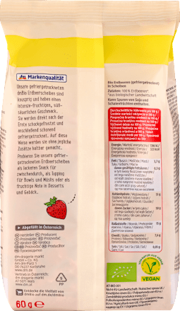 Trockenfrüchte, Erdbeerscheiben gefriergetrocknet dmBio