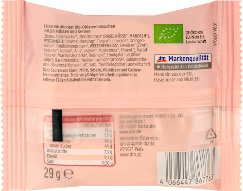 Lebkuchen mit Oblaten glasiert dmBio