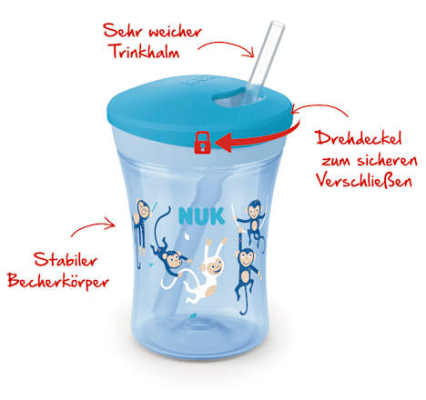 Trinkhalmbecher Evolution Action Cup pink, 230 ml NUK