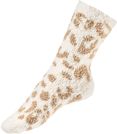 Kuschelsocken mit Leo-Muster beige Gr. 39-42 Fascino