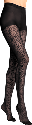 Strumpfhose mit Leo-Muster schwarz Gr. 50/52, 50 DEN Fascino