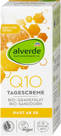 Q10 denní pleťový krém bio grapefruit & bio rakytník alverde NATURKOSMETIK