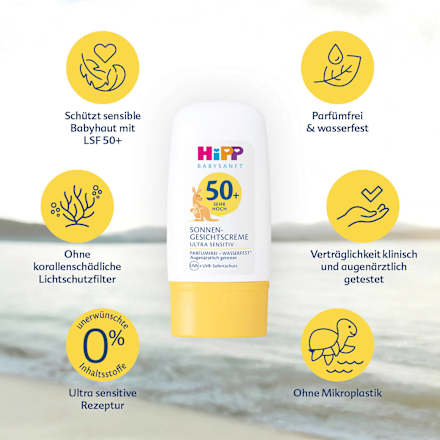 Sonnencreme Gesicht Kids Ultra Sensitive LSF 50+ HiPP Babysanft