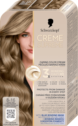 Farba na vlasy - 8-16 chladná svetlá popolavá blond Schwarzkopf CREME SUPREME