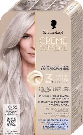 Farba na vlasy - 10-55 chladná strieborná blond Schwarzkopf CREME SUPREME