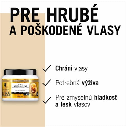 Vyživujúca maska na lámavé a poškodené vlasy 4v1 Nourishment Schwarzkopf GLISS