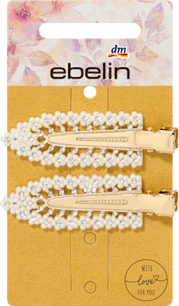 Haarklemmen mit Perlen & Glitzer, weiß ebelin